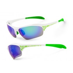 Okulary ACCENT Crest biało-zielone soczewki PC: szare z czarno-zielonym lustrem, przezroczyste